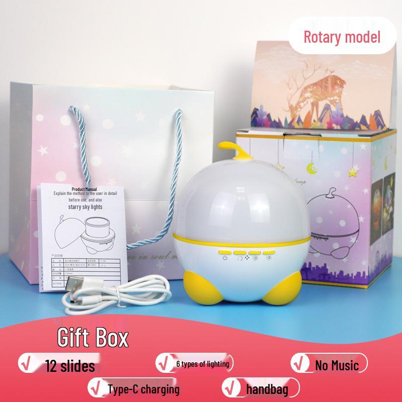 Adorable Starry Sky Night Light Projector for Kids - Seven-Color Rechargeable Atmosphere Lamp