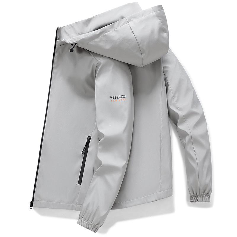 Men's 2026 Spring Workwear Jacket - Korean Style, Thin, Loose, Casual, Versatile, Hooded, Trendy Brand Top