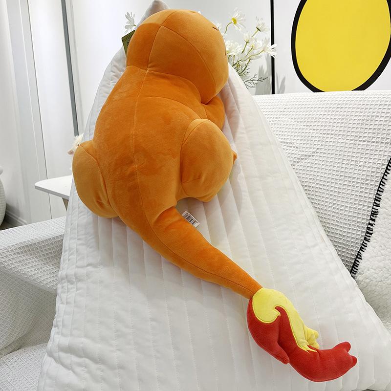 Non-Toxic New Original Lying Down Charmander Plush Pokemon Pillow Soft Plush Toy Japanese Anime Dragon Plush Doll Children'S Gift 35Cm
