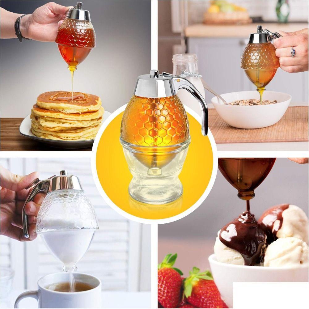 Press Type Syrup Extruder No Drip Acrylic Honey Dispenser Premium Honey Storage Tank  Pancakes