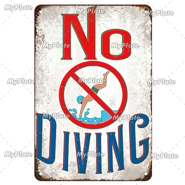 [MaPalte] Vintage Warning Sharks Metal Sign Tin Sign Decoration Plaque Home Wall Decor Bar Sign Home Decor Poster Drop Shipping