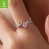 Yinziyun Original Elk Bow Open Ring - S925 Sterling Silver Christmas Lucky Jewelry