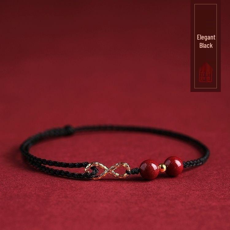 Benmingnian Red String Cinnabar Bracelet: Women's Infinity Woven Anklet & Couple Gift