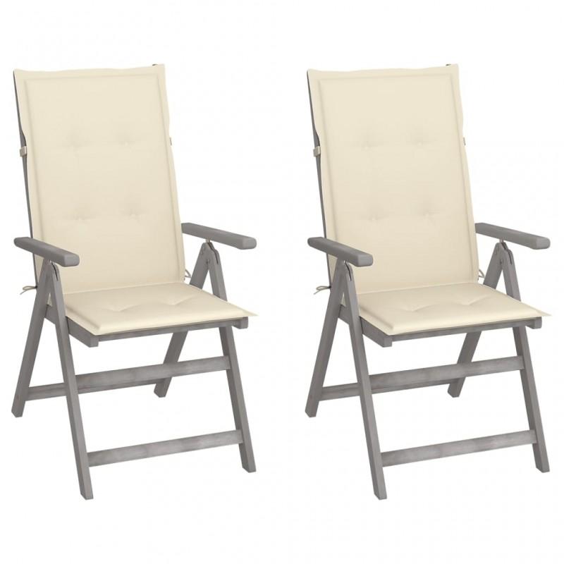 Day and Night - Day and Night Reclining Garden Chairs and Cushions 2 Pcs Solid Acacia Wood