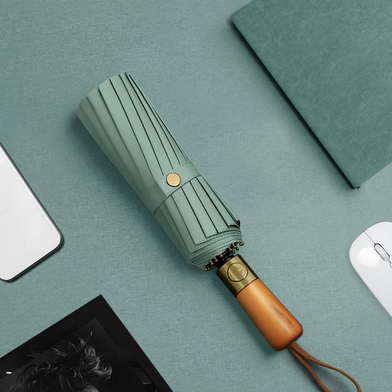 

Зонт-автомат с деревянной ручкой из 16 костей, устойчив к погодным условиям и дождю, складной, мужской, с увеличенным усилением, утолщенный и прочный, ветроустойчивый