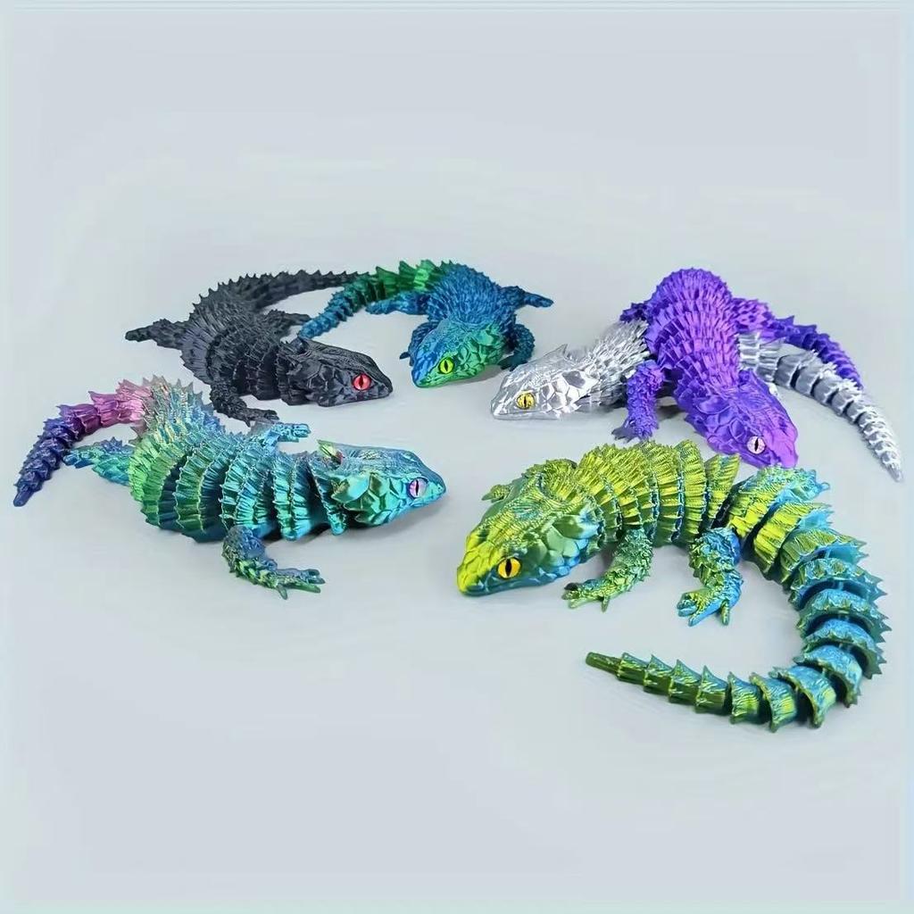 3D Printed Crocodile Articular Movable Funny Gifts Rotatable Office Home Desktop Decorations Crafts Decor 3D Printing Toy