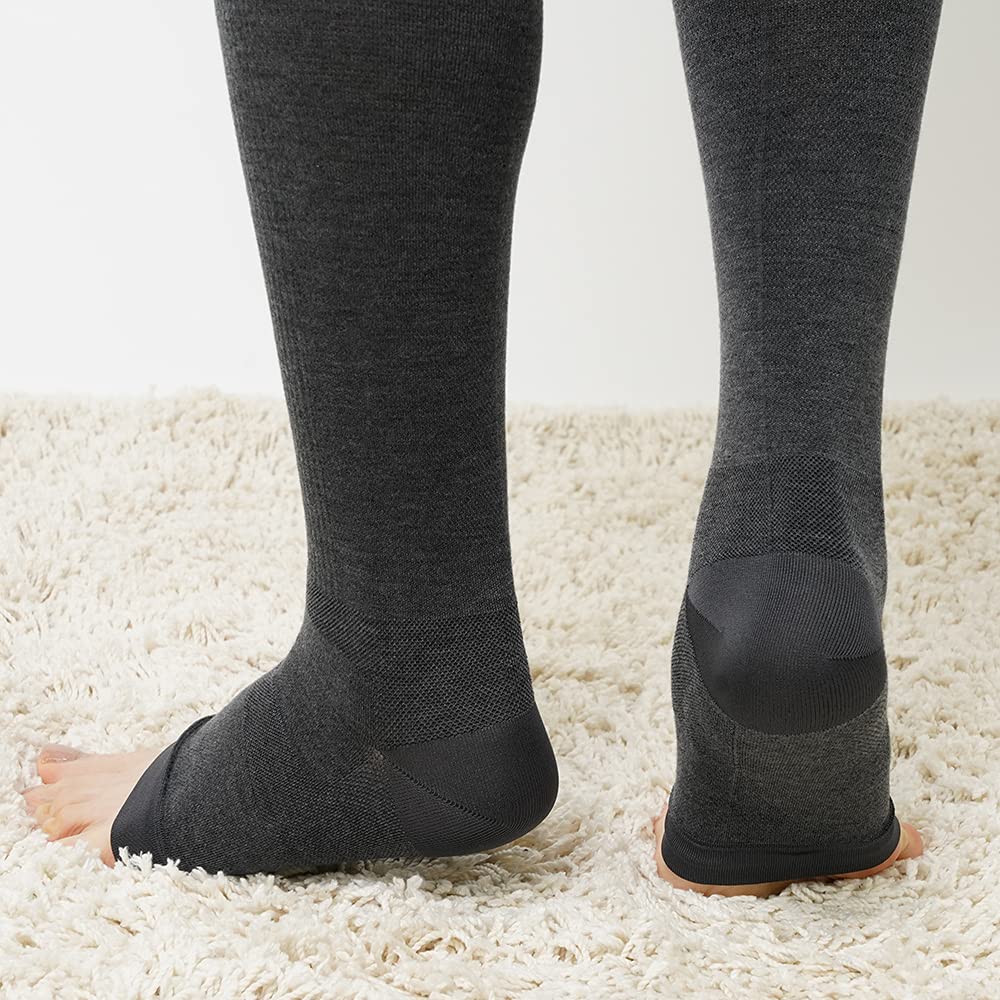 Compression Socks RIZAP Sneakers for Slimmer with Size L [Gunze] Over-the-Knee - Sleep-in Legs, Toeless, Heel, Women's, Charcoal,
