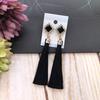 Retro flower gemstone with diamond fringed stud earrings long celebrity temperament earrings women's versatile earrings