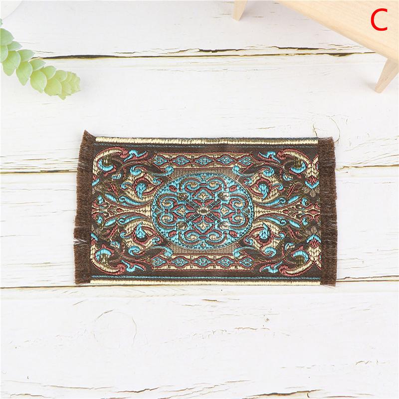 Different Types 1:12 Dollhouse Handmade Woven Mini Floor Rug Cover Carpet for Dolls House Bedroom Bathroom Living Room Decor
