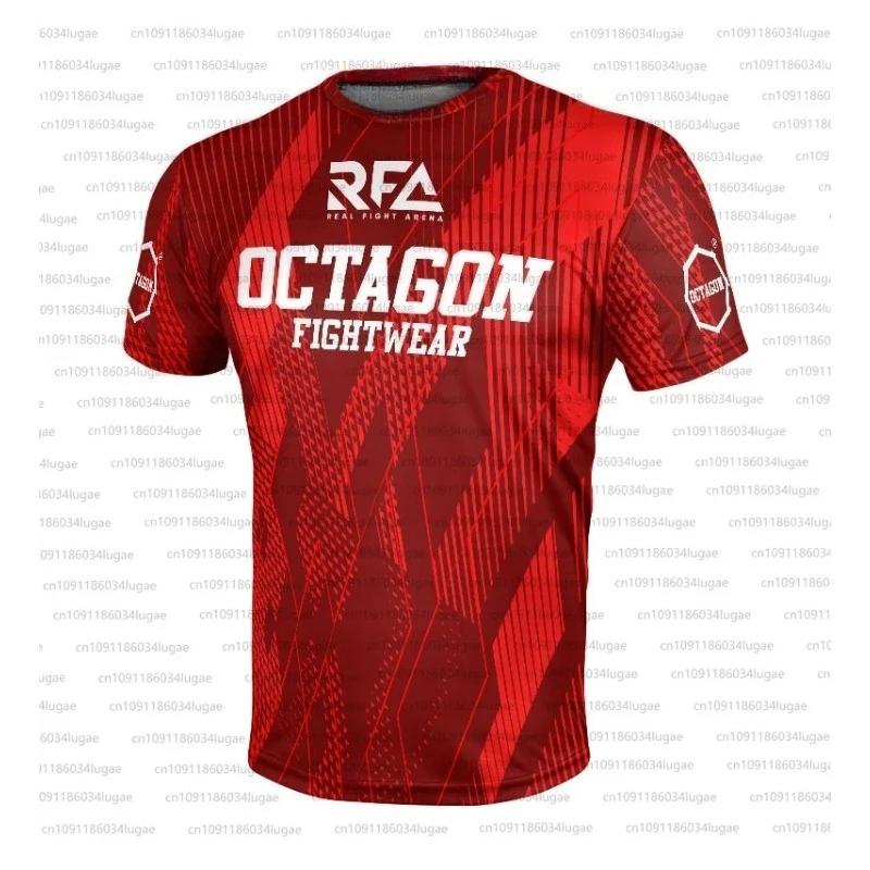 Sommer Fans Achteckig X RFA Fightwear Herren 3D-Druck Atmungsaktiv Schnelltrocknend Motorrad Sport Fitness Kurzarm T-Shirt