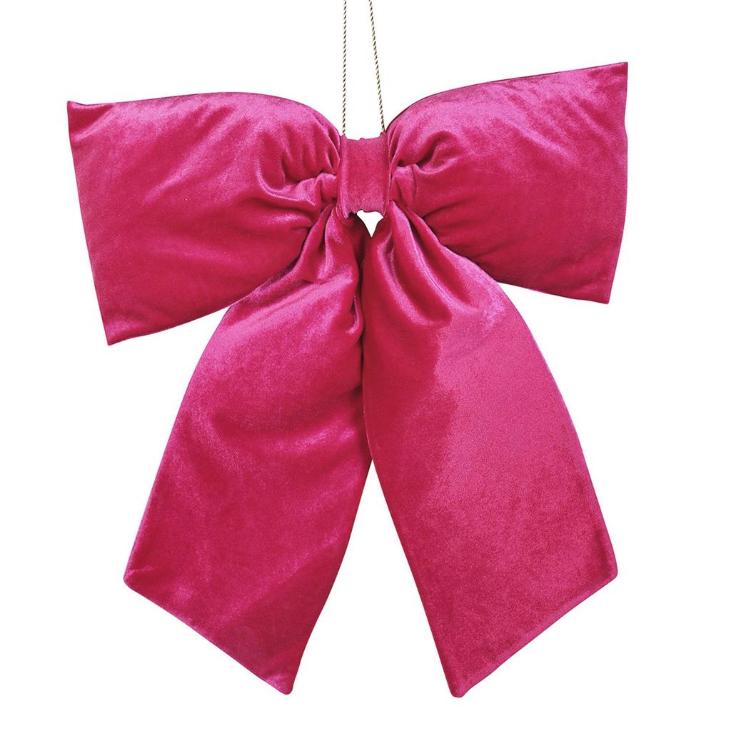 Raspberry Pink Velvet Hanging Bow