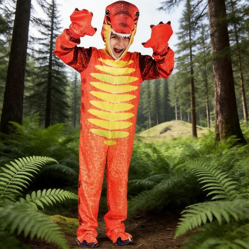 Kids Dinosaur Costume Set For Halloween Parties And School Plays Practical Polyester Fabric Cosplay Outfit