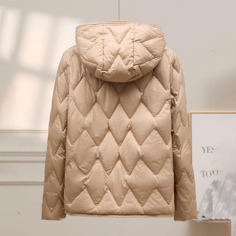Womens Short Down Jacket 50% Duck Fill Lightweight Warm Hooded Coat Winter Casual Wear