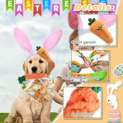 Easter Pet Party Decoration Set Dog Bib Rabbits Headband Decoration Props Set