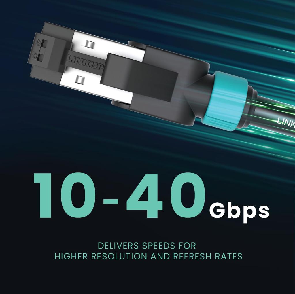 LINKUP Cat7 LAN Cable of 10 Gigabit RJ45 Connectors with Double Shielded Ethernet for and Internet Category 7 Network Cable Cable 40G 30AWG Black