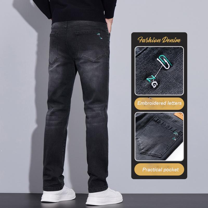 Autumn And Winter New Light Business Straight Leg Elastic Jeans Men'S Korean Version Trendy Versatile Quality Casual Pants