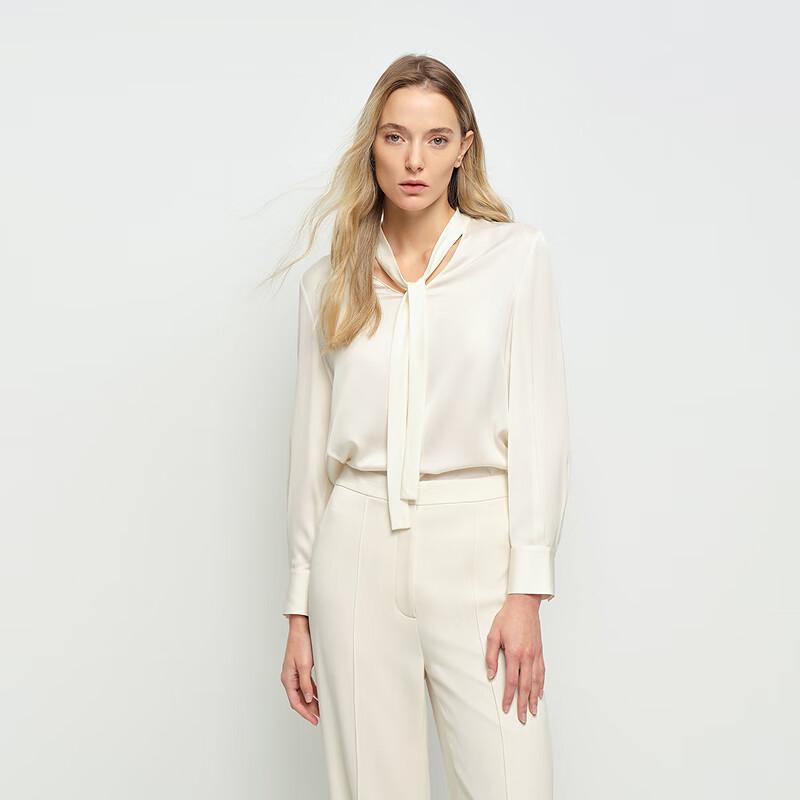 OVVOVV Spring/Summer 22MM Mulberry Silk Ribbon Tie Long Sleeve Shirt L