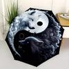Wolf Yin Yang Automatischer Faltregenschirm 8 Rippen, Langlebiger Eisenrahmen, Helles Farbmuster Kompakter Reiseschirm, Geeignet für Outdoor, Se