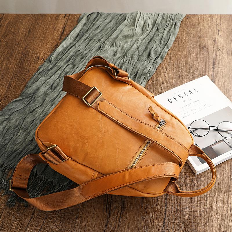Johnature Large Capacity Genuine Leather Backpack Women Bag Retro Solid Color Natural Soft Cowhide Travel Backpacks