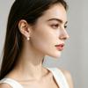 FENASY Natural Freshwater Pearl Earrings Silver Color Fashion Cubic Zirconia Clip Earrings for Women Birthday Gifts
