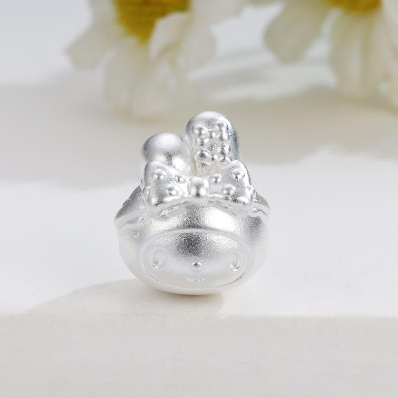 Sterling Silver 999 Bow Melody Beaded Rope Sanrio Loose Beads Jewelry Accessories