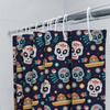 Multicolored Skull Print Shower Curtain For Bathroom Decor Blue Floral Design Polyester Fabric Water Repellent Waterproof Home C