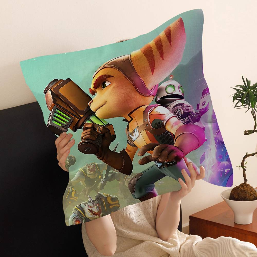 Ratchet N Clank Cartoon Fan Art Personalized Pillow Cover Kids Bedroom Wild Party Decor Pillowcase Kid Birthday Shower Gift