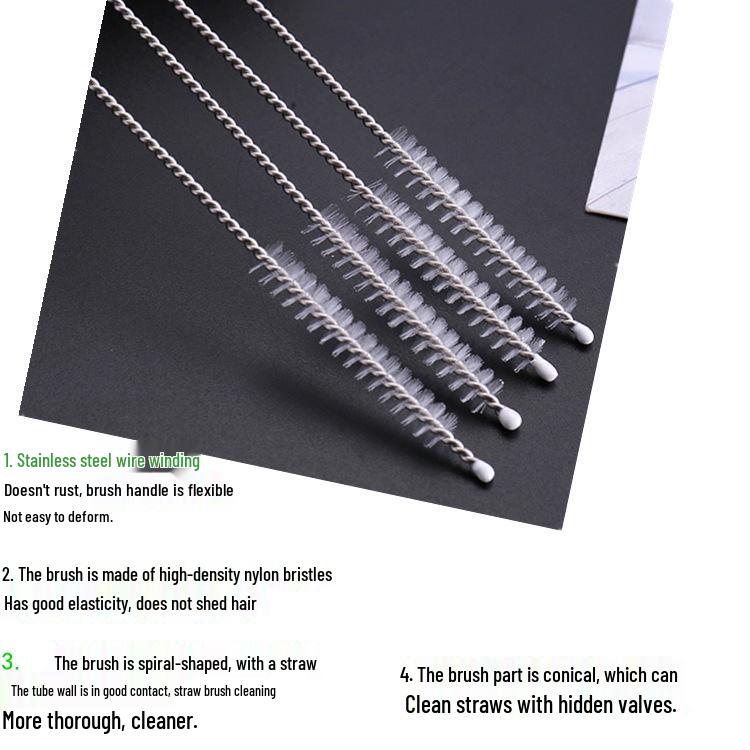 304 Stainless Steel Spiral Soft Bristle Brush for Baby Bottles, Straws, Test Tubes, Kettles, and Water Cups
