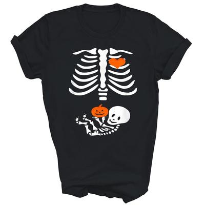 Halloween Skelett Baby Umstandsmode Schwanger Kürbis Unisex Shirt Geschenk