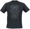 Viking Celtic Knot Tee, Black Cotton T-Shirt with Norse Totem Print & Gothic Sleeve Logo, Dark Metal Merch
