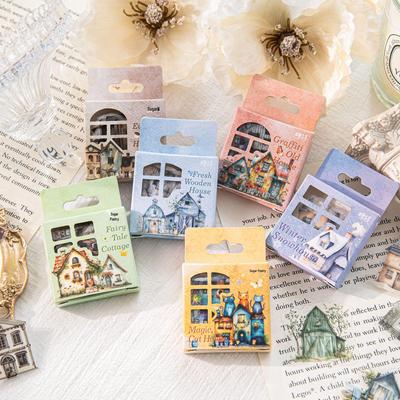 Poesie cukru Malý domek Sbírka samolepek: 46 listů pro DIY koláže, 6 stylů