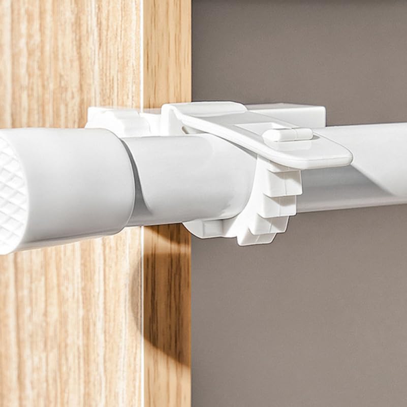 Ipetboom 4-Piece Curtain Pole Holder/Wardrobe Rod Bracket, Ceiling Mounting Bracket for Curtain Rods, No Drill Required. ABS White Wardrobe Rod Holder