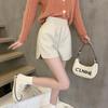 Women's High-Waisted PU Leather Shorts - Autumn/Winter 2024, Plus Size, Loose Fit, Slimming, Wide-Leg.
