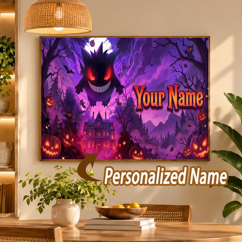 Gengar Custom Name Diamond Painting Personalized 5D Full Drill DIY Diamond Art Home Decor