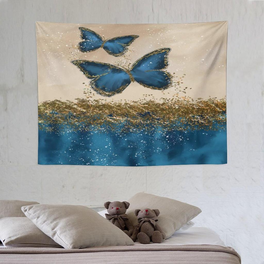 Traumschmetterling Wandteppich Lila Tuschemalerei Schmetterlinge Kinder Mädchen Wandteppiche Heimdekoration für Wohnzimmer Schlafzimmer