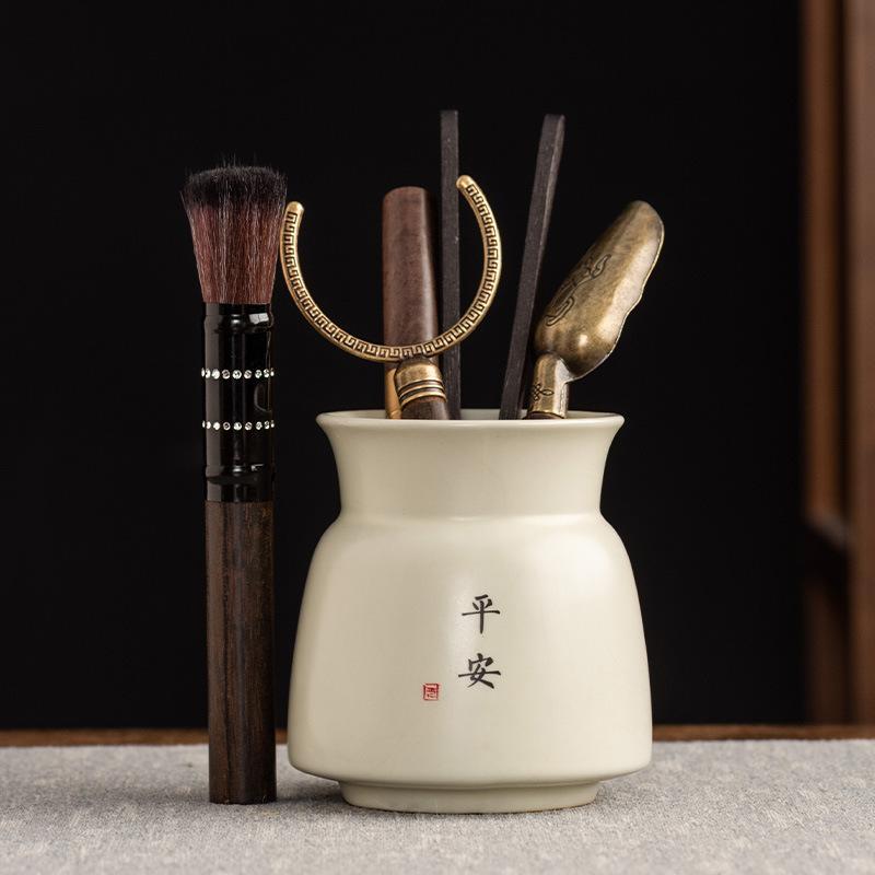 Ru Kiln Tea Ceremony Six Gentlemen Black Sandalwood Solid Wood Tea Clip Teaspoon Tea Needle Brush Tea Set Accessories Complete Set of