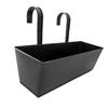 2pcs Railing Planters Metal Fence Hanging Flower Pots with Drainage Holes Hooks for Balcony Porch Deck Black L