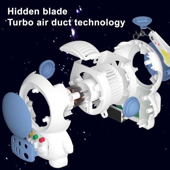 Mini Portable Fan Without Vane Cartoon Astronaut Shape Handheld Fan Cute Spaceman Personal Desk Fan Summer Rechargeable 2 Speed Cooling Fan for Travel