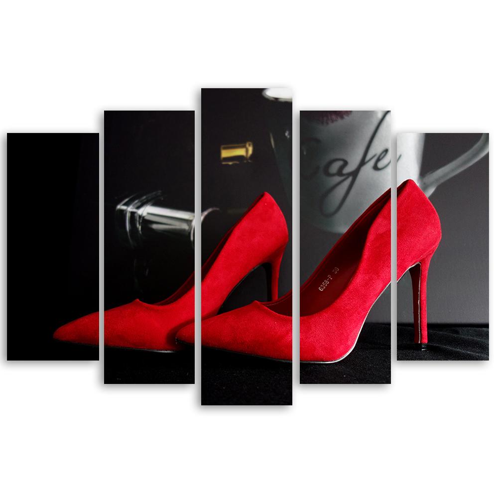 Five Piece Picture Canvas Print Red Stilettos