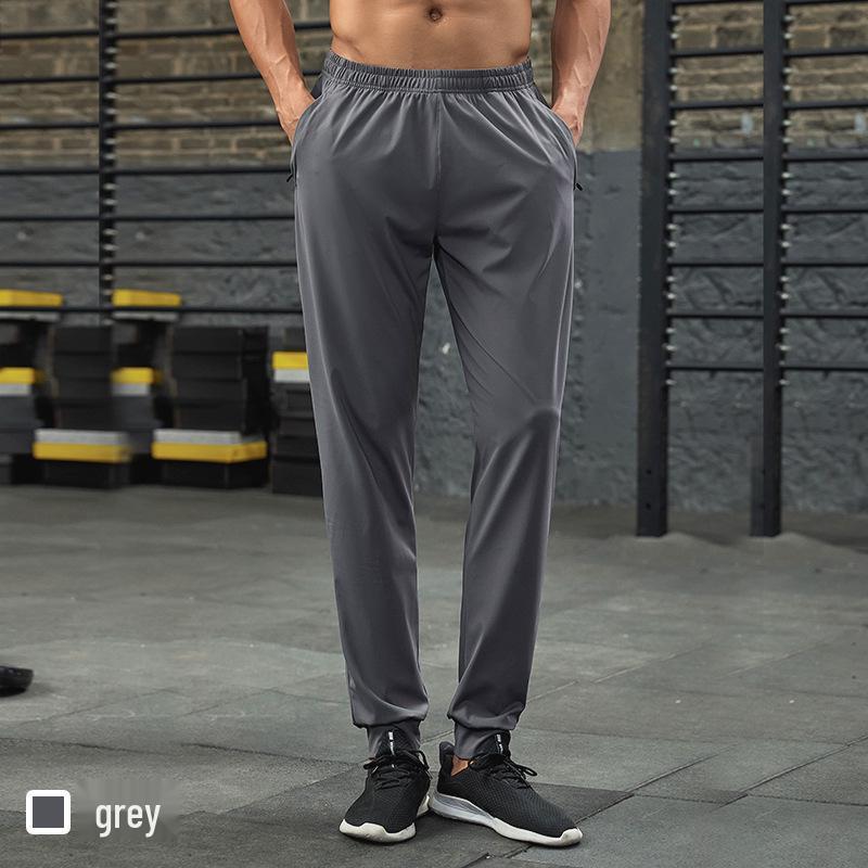 

Мужские эластичные нейлоновые спортивные штаны с манжетами для весеннего фитнеса и повседневной носки M серый