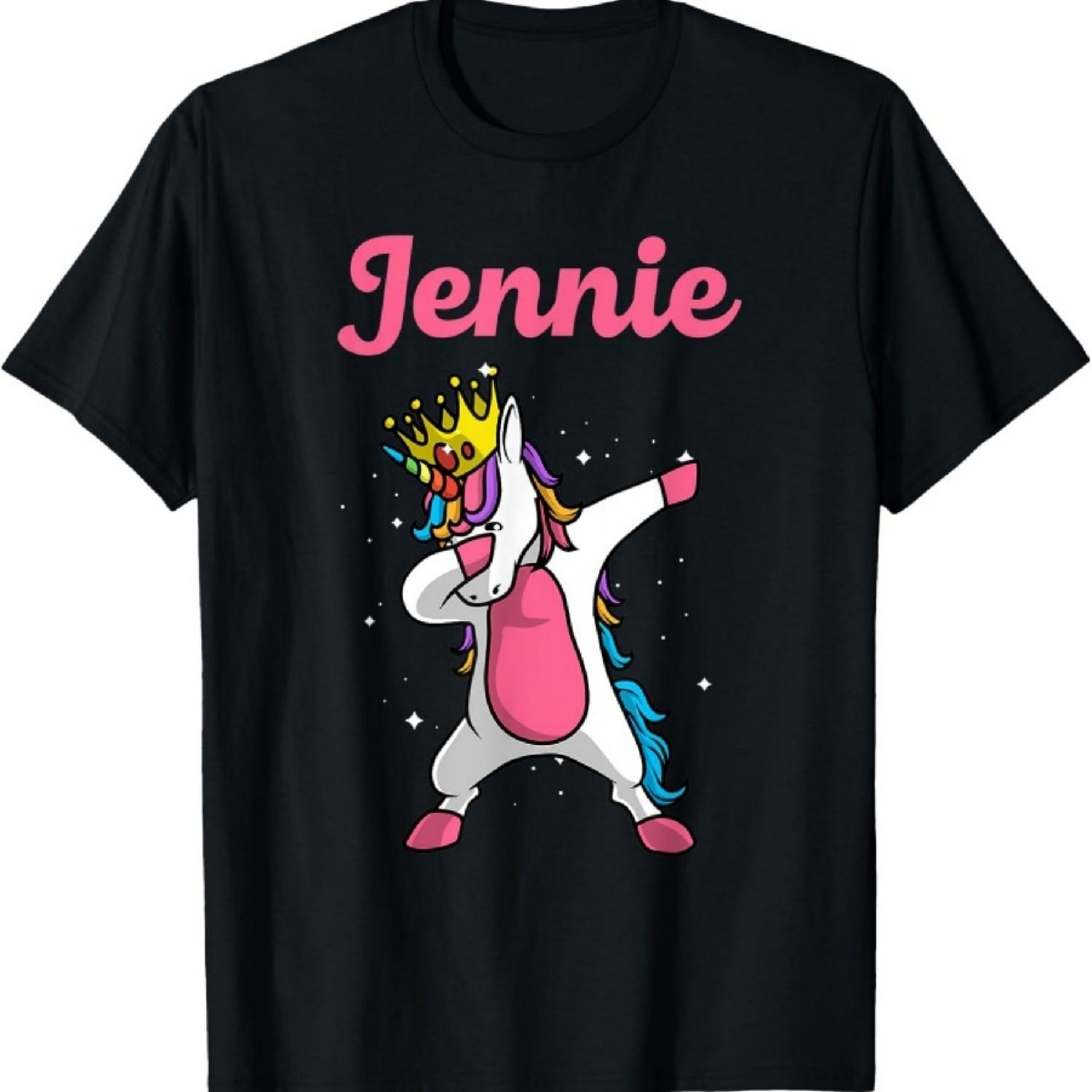 ДЖЕННИ Подарок Имя Персонализированная Футболка на День Рождения Королева Даббинга Единорог XXXXXL чёрный