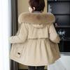 Women's new winter versatile cotton clothes, fleece hooded jacket, big fur collar warm cotton-padded clothes, women's cold protection