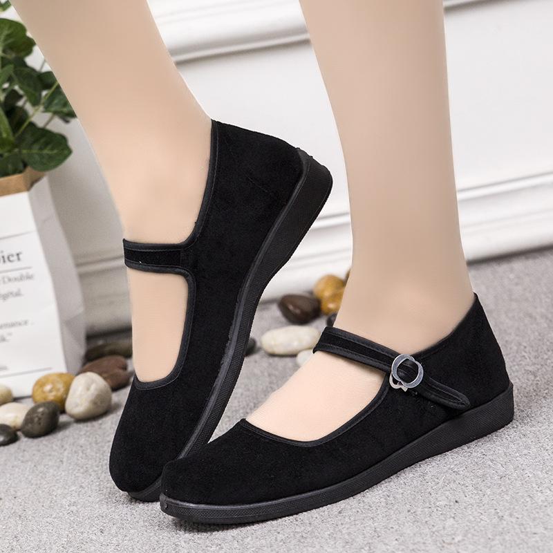 Cloth shoes single shoes soft sole low heel flats black square dancing shoes etiquette shoes mother shoes
