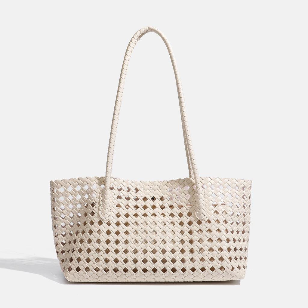 Bolsa de Picnic de Tejido de Lujo: Elegante Bolso de Hombro Hueco para Madre e Hijo