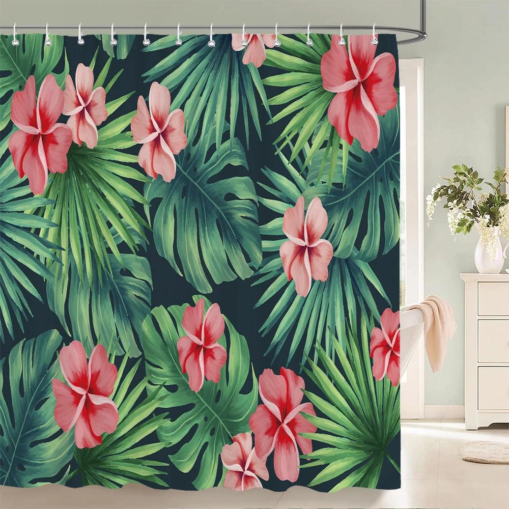 Colorful Beautiful Flowers Shower Curtains With 12 Hooks Floral Printed Fabric Shower Curtain Waterproof Polyester Bath Screen