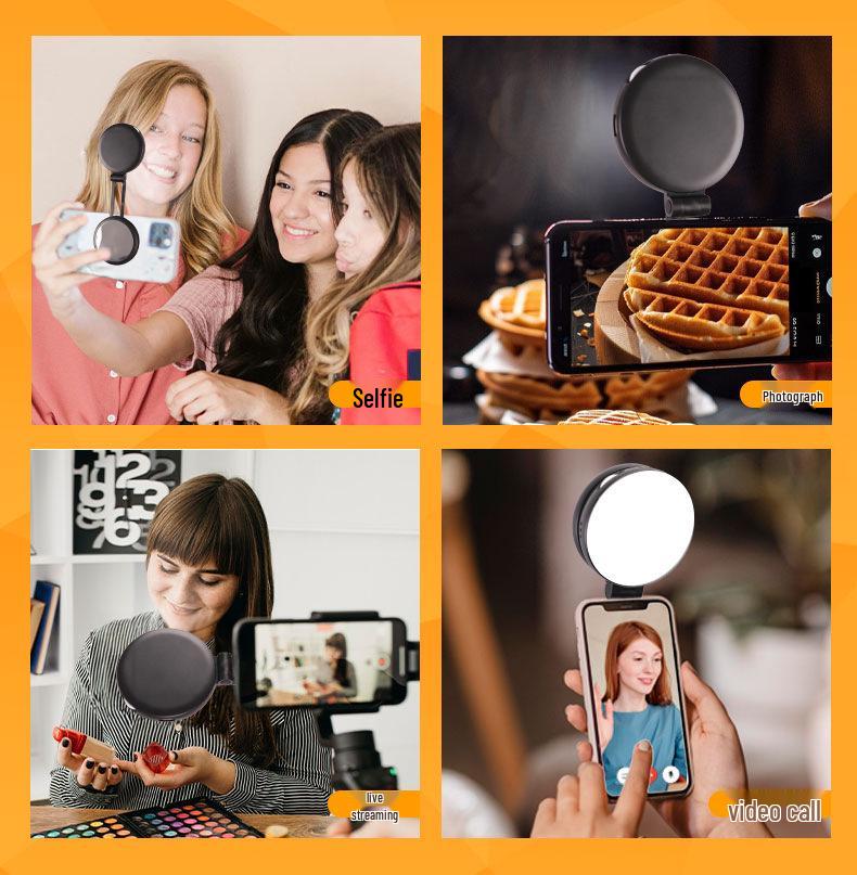 Kompakter Handspiegel mit Magnet & Selfie-Licht: Faltbarer, tragbarer Schönheitsfilter für Vlogging & Live-Streaming