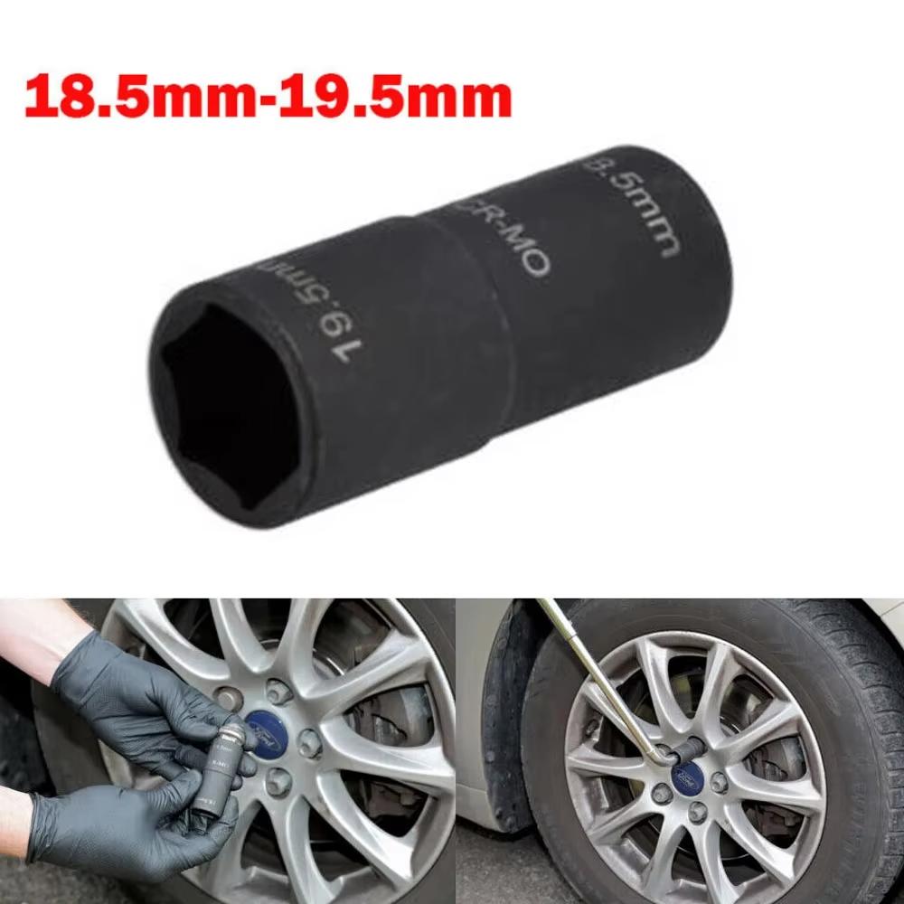 1/2pcs Double Ended Damaged Wheel Nut Cap Removal Impact Socket Tool Tire Sleeve Tool 18.5mm & 19.5mm For Ford
