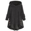 Giacca Top da Donna Casual con Cappuccio, Larga, con Orlo Arricciato e Bottoni Solidi in Peluche, Lunghezza Media