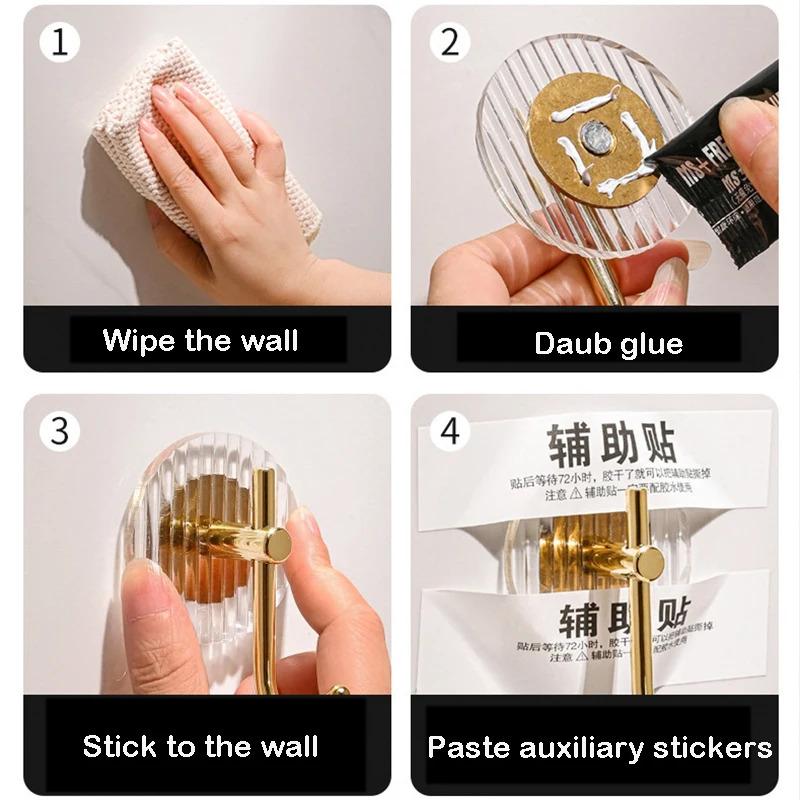 Single hook wall hook bathroom self-adhesive towel hook non punched wall mounted towel rack door back hook used for coat and hat