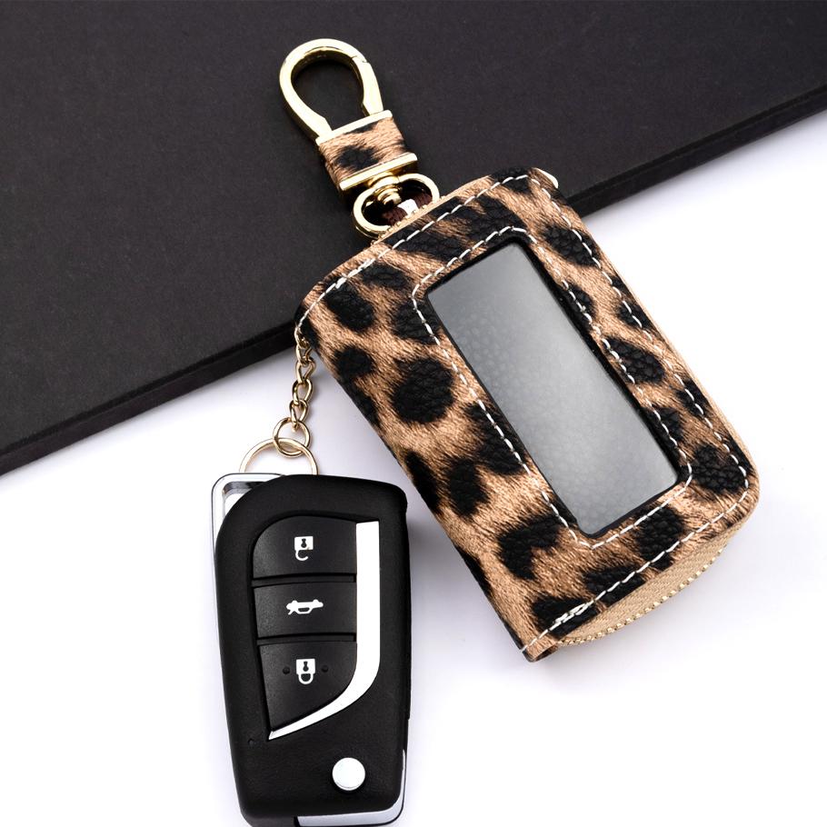 Autoschlüssel-Geldbörsen Signalblockierende Tasche RFID-Abschirmung Signal Reißverschluss Schlüsseltasche Leopardenmuster PU-Leder Anti-Hacking und Diebstahlschutz Schlüsseltasche